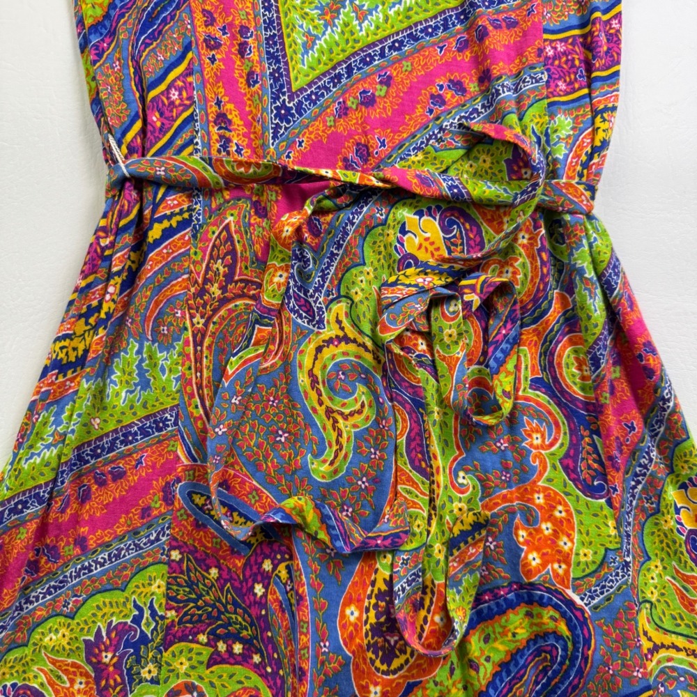 Lauren Ralph Lauren Women Multicolor Paisley Viscose Midi Dress Sze L Sleeveless - Picture 10 of 16